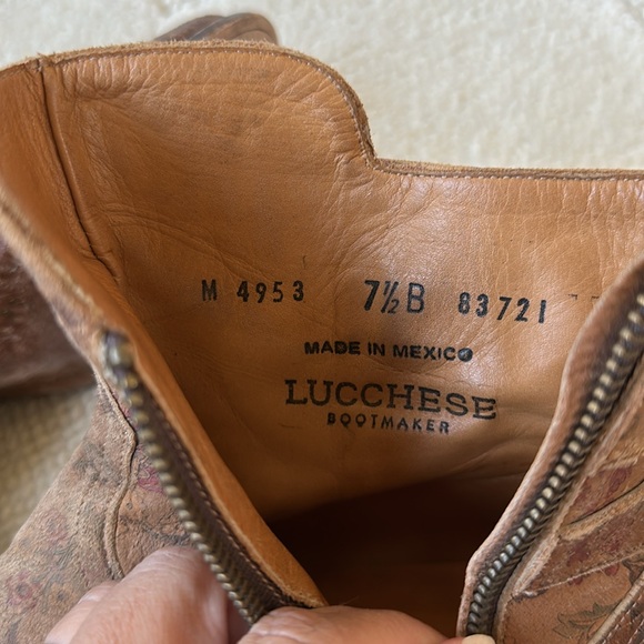 Lucchese Catalina brown floral distressed booties size 7.5 B - Picture 10 of 12